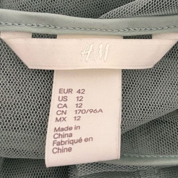 H & M Top 12 Mesh Peplum Green Ruffle Tulle Romantic Cottagecore Victorian Fairy - Picture 3 of 13